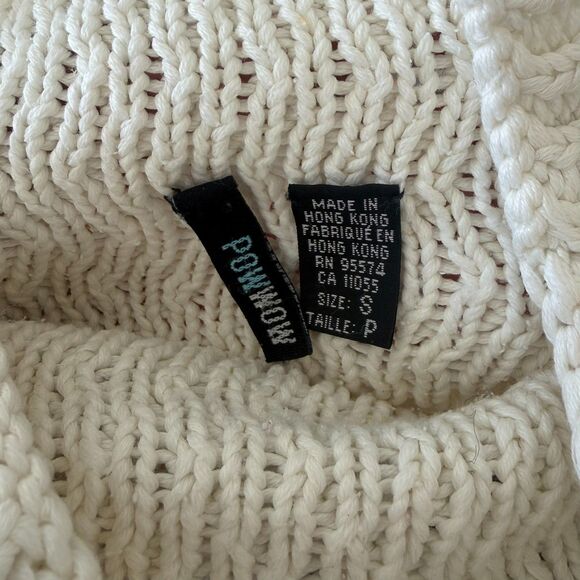 Vintage Chunky Chevron Knit Sweater Petite Small Off White Mock Neck Minimalist - Picture 4 of 8